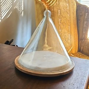 Food Cloche - Wood, Marble and Glass